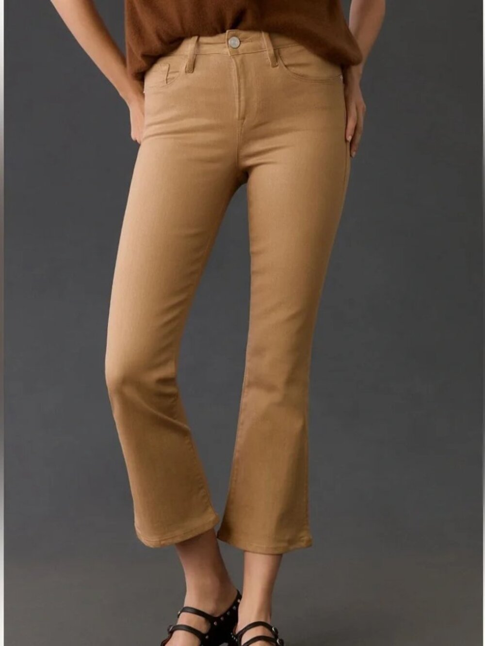 FRAME Le Crop Mid-Rise Mini Boot Jeans Size Light Camel